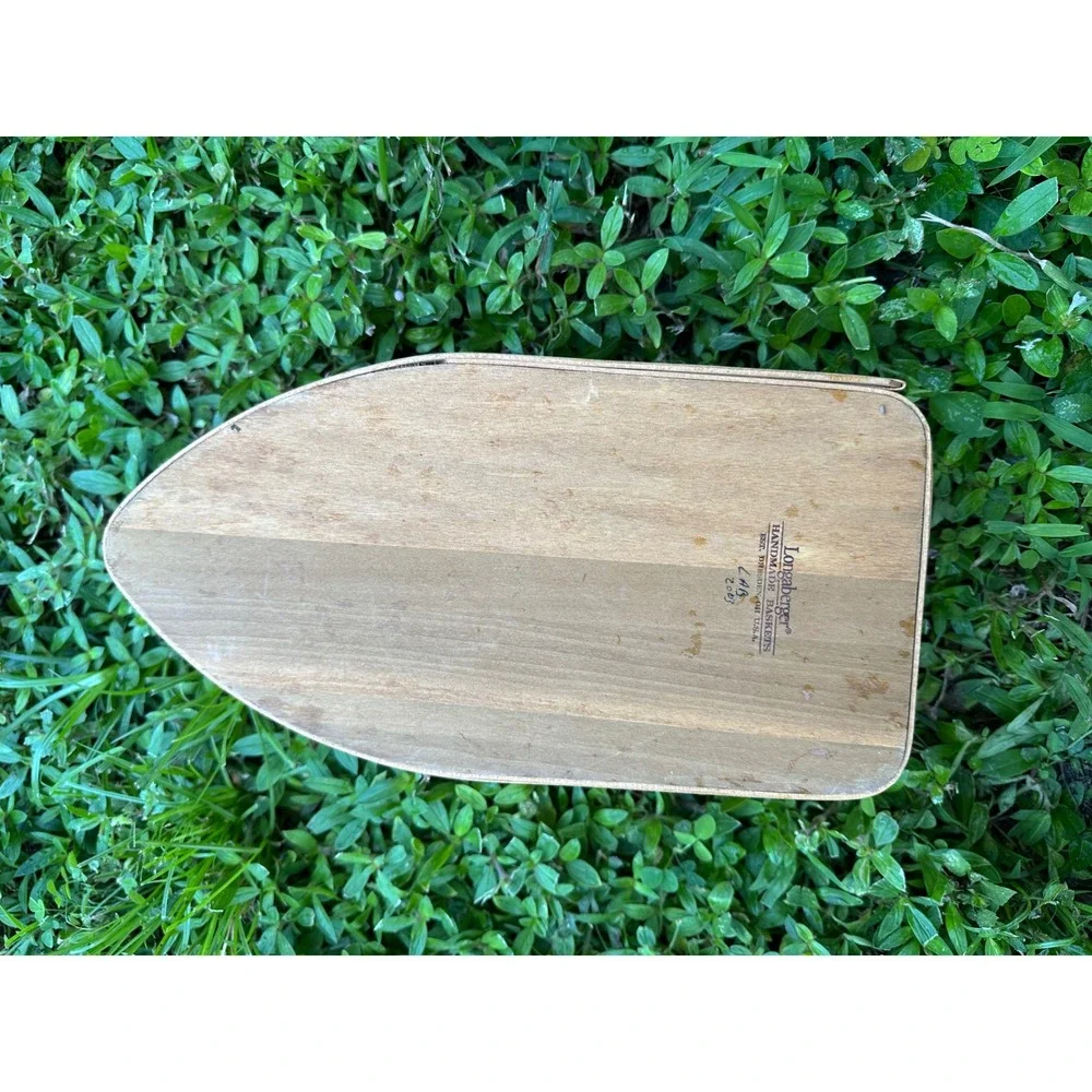 Longaberger 2003 Handmade Basket with Burgundy Liner Boat Shape 12 Inch